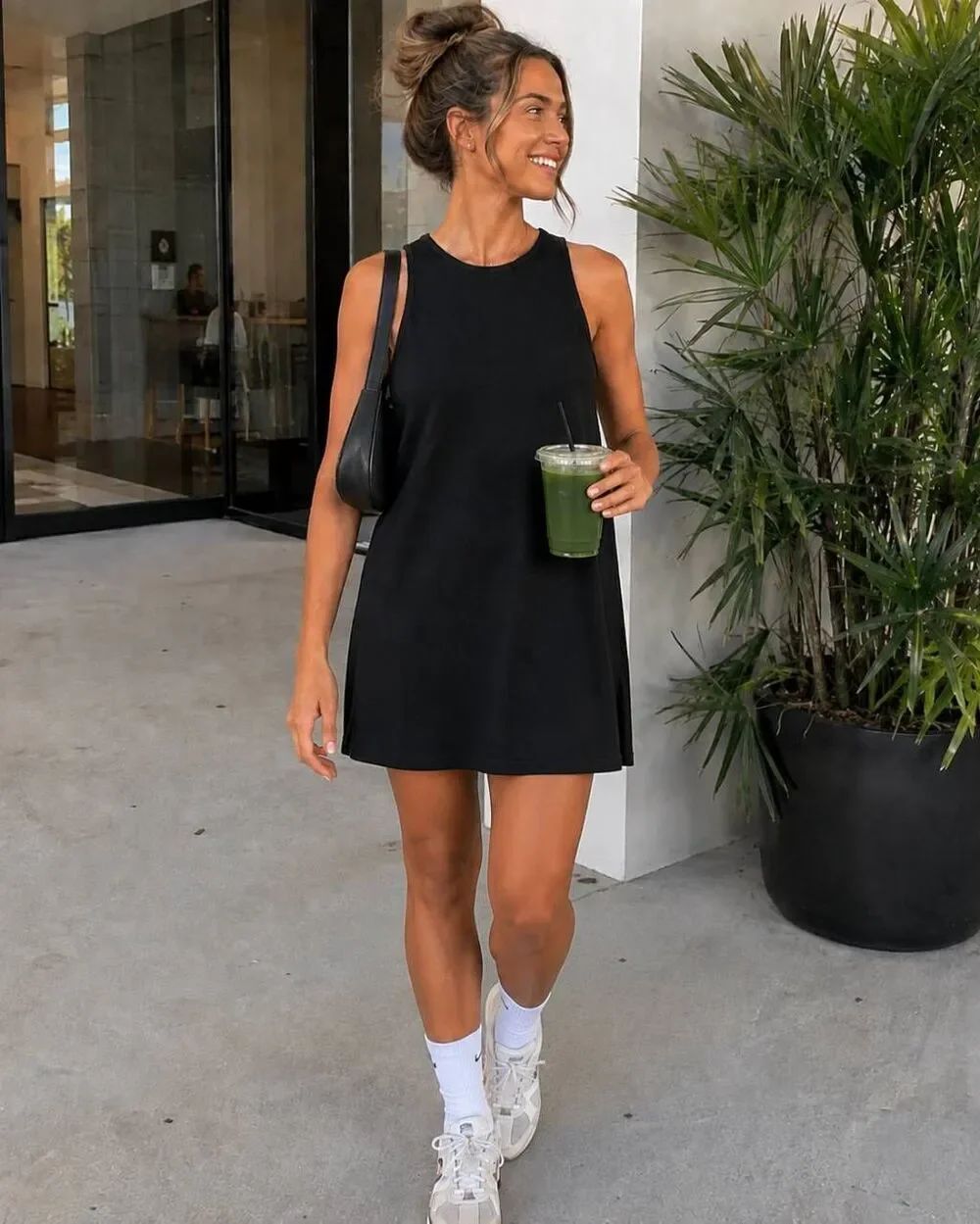 Lou & Grey Womens Sleeveless Swing Athleisure Pullover Mini Dress Black Size XS